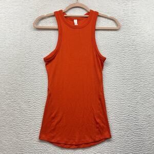 Lululemon Tank Top Womens 2 Orange Hold Tight Ribbed High Neck Racerback Yoga